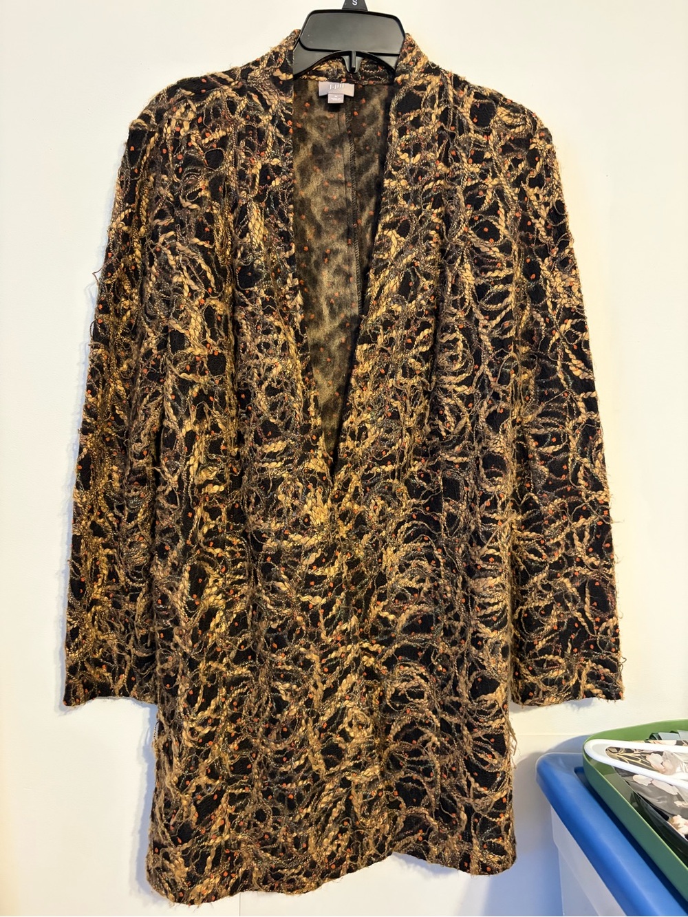J. Jill Black and Gold Open-Front Blazer Jacket